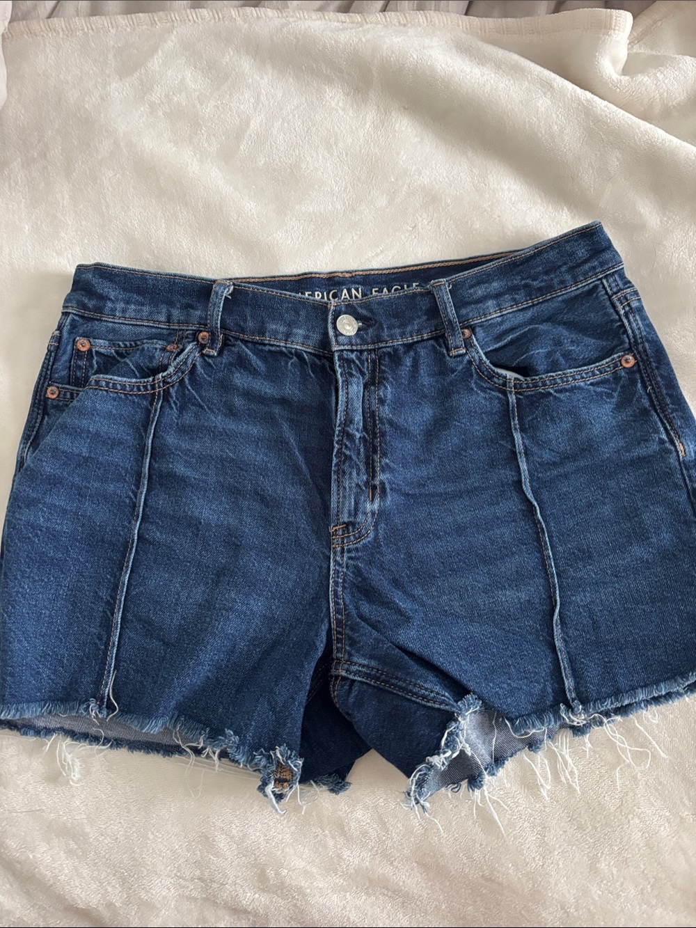 American Eagle Super High-Waisted Relaxed Denim Shorts with Front Seams